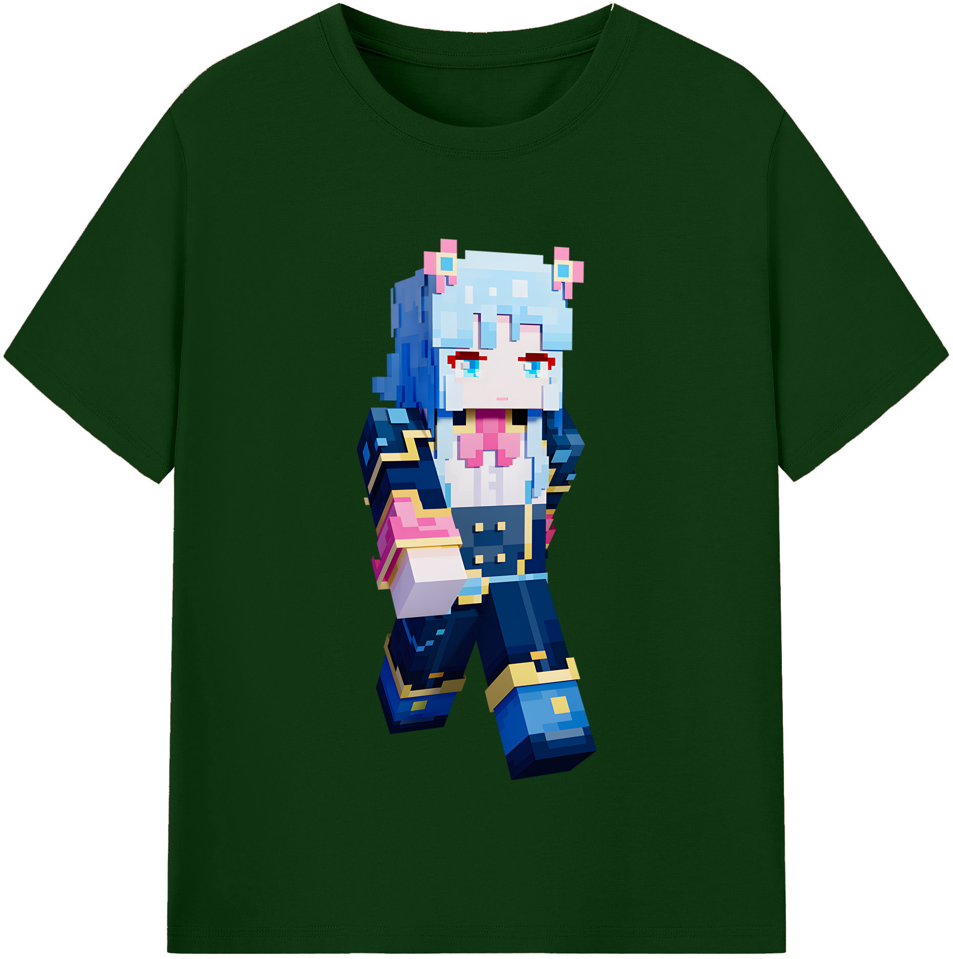 （画像用） マインクラフト ブロックの世界 Minecraft MC Block world 綿100％半袖Tシャツ（フロントプリント）